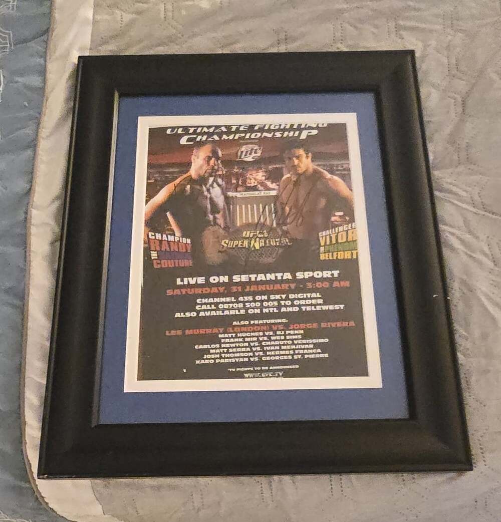 UFC Framed Autographed Event Poster Randy Couture Vitor Belfort